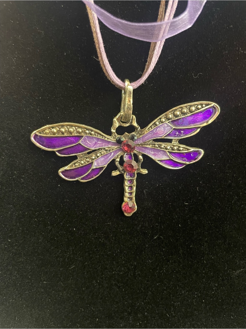 Purple Dragonfly Pendant Necklace - Unknown Brand